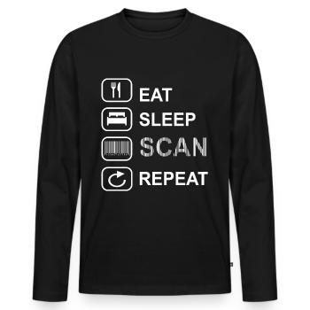 Kassierer Verkäufer Barcode Eat Sleep Scan Repeat - Männer Premium Bio Langarmshirt - Schwarz - Vorne - Nico (187cm)