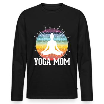 Yoga maman cadeau fête des mères - T-shirt manches longues Premium bio Homme - noir - Devant - Nico (187cm)