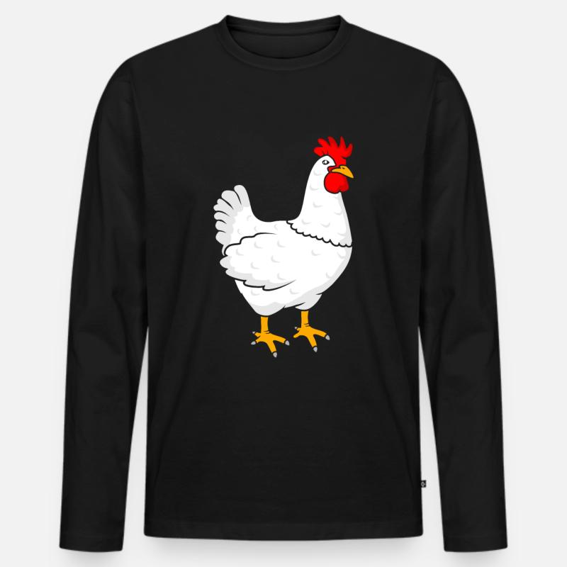 Huhn - Männer Premium Bio Langarmshirt - Schwarz