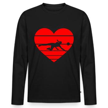 Coeur de volley-ball rouge - T-shirt manches longues Premium bio Homme - noir - Devant - Nico (187cm)