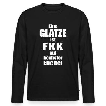 Lustiger Spruch Glatze FKK Spaß Geschenk - Männer Premium Bio Langarmshirt - Schwarz - Vorne - Nico (187cm)