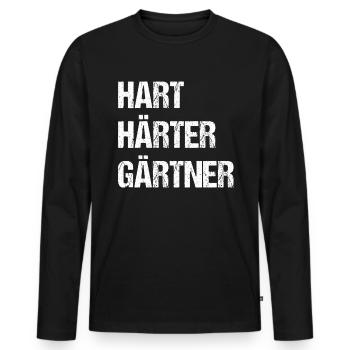 Hart Härter Gärtner - Männer Premium Bio Langarmshirt - Schwarz - Vorne - Nico (187cm)