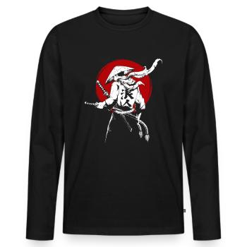 Samurai épée ninja japon guerrier bushi cadeau - T-shirt manches longues Premium bio Homme - noir - Devant - Nico (187cm)