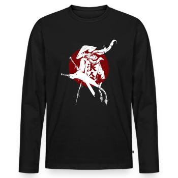Samurai épée ninja japon guerrier bushi cadeau - T-shirt manches longues Premium bio Homme - noir - Devant - Nico (187cm)
