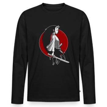 Samurai Girl Schwert Japan Kriegerin Geschenk - Männer Premium Bio Langarmshirt - Schwarz - Vorne - Nico (187cm)