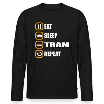 Tram Eat Sleep Repeat - Men's Premium Organic Long Sleeve Shirt - black - Front - Nico (187cm)