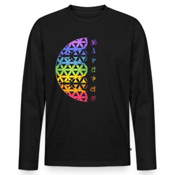 Fleur de vie symbole méditation chakra - T-shirt manches longues Premium bio Homme - noir - Devant - Nico (187cm)