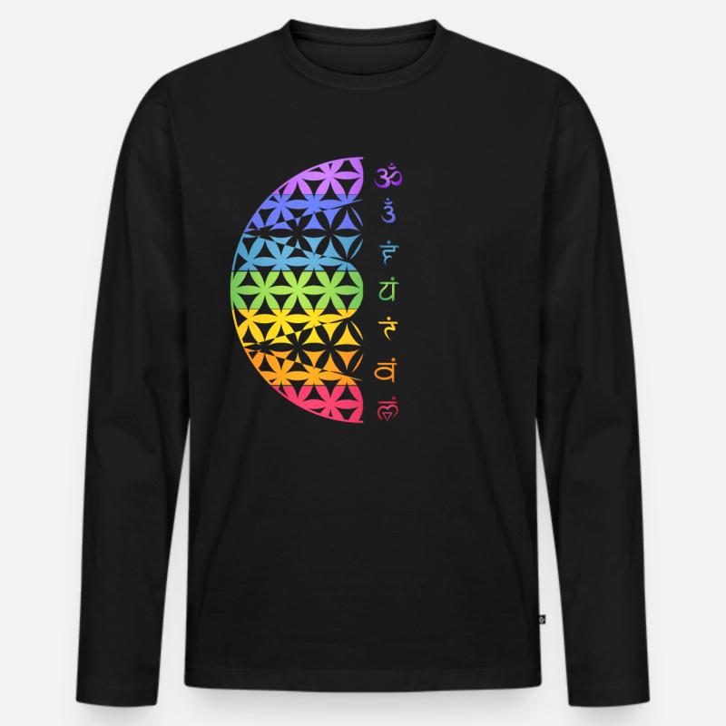 Blume des Lebens Symbol Meditation Chakra - Männer Premium Bio Langarmshirt - Schwarz
