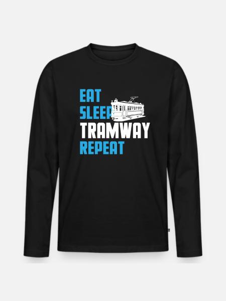 Eat. Sleep. Tramway. Repeat. - Men's Premium Organic Long Sleeve Shirt - black
