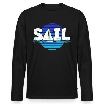 Sail sailing sailboat sailing yacht - Men's Premium Organic Long Sleeve Shirt - black - Front - Nico (187cm)