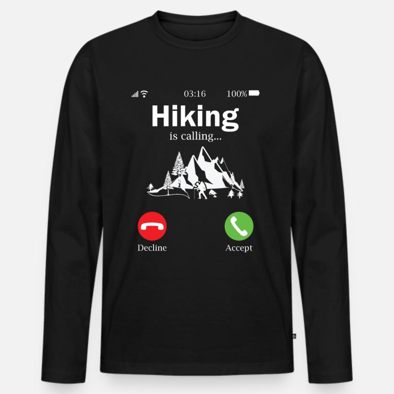 Bergwandern - Männer Premium Bio Langarmshirt - Schwarz