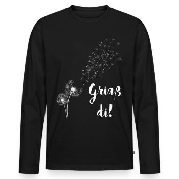 Fliegende Pusteblume Zeichnen Malen - Männer Premium Bio Langarmshirt - Schwarz - Vorne - Nico (187cm)