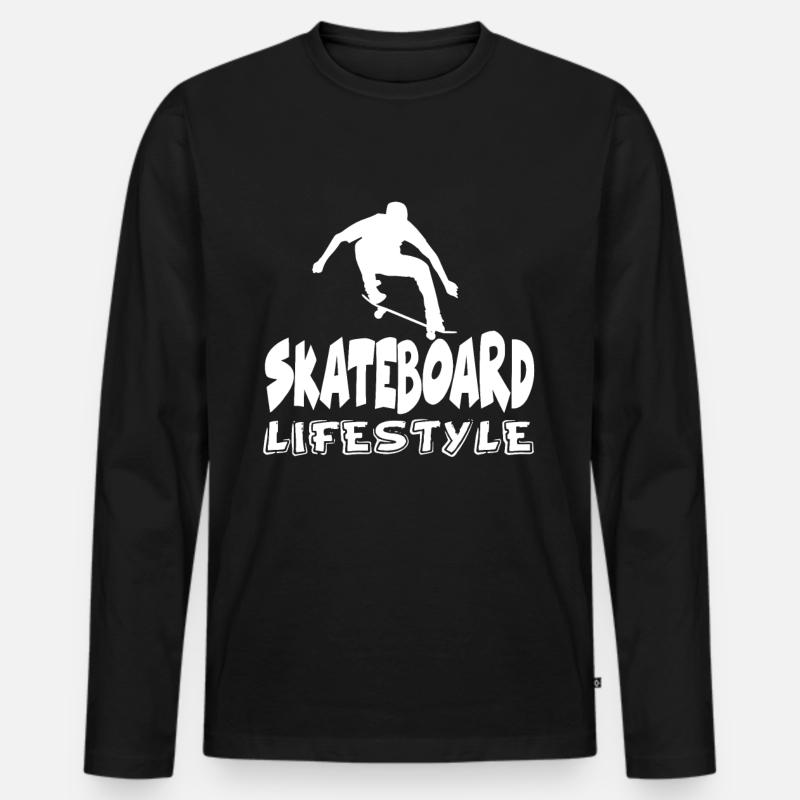 Skateboard Kinder - Männer Premium Bio Langarmshirt - Schwarz