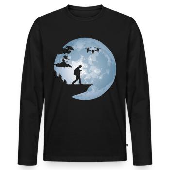 Drone pilote Dronen - T-shirt manches longues Premium bio Homme - noir - Devant - Nico (187cm)