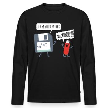USB Floppy Disk - Nerd Geek Shirt - Männer Premium Bio Langarmshirt - Schwarz - Vorne - Nico (187cm)