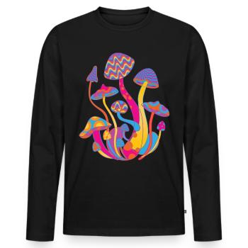 Magic Mushrooms Shirt - Männer Premium Bio Langarmshirt - Schwarz - Vorne - Nico (187cm)