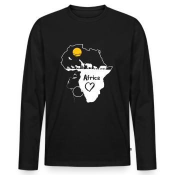 Africa - Men's Premium Organic Long Sleeve Shirt - black - Front - Nico (187cm)