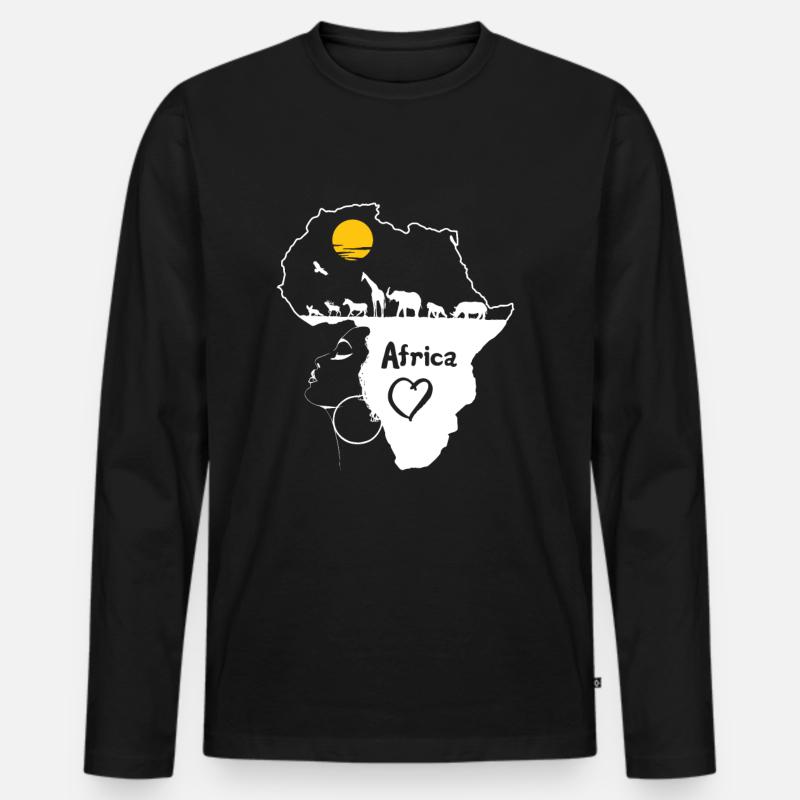 Afrika - Männer Premium Bio Langarmshirt - Schwarz