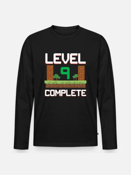 Gamer Kinder 9. Geburtstag Jungen 9 Jahre Level 9 - Männer Premium Bio Langarmshirt - Schwarz