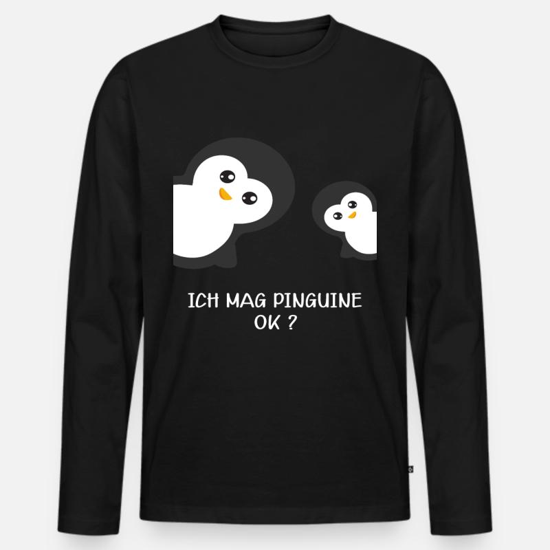 Ich Mag Pinguine Okay? | Pinguin Liebhaber - Männer Premium Bio Langarmshirt - Schwarz
