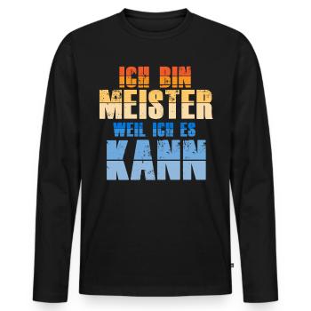 Ich bin Meister Meistertitel - Männer Premium Bio Langarmshirt - Schwarz - Vorne - Nico (187cm)