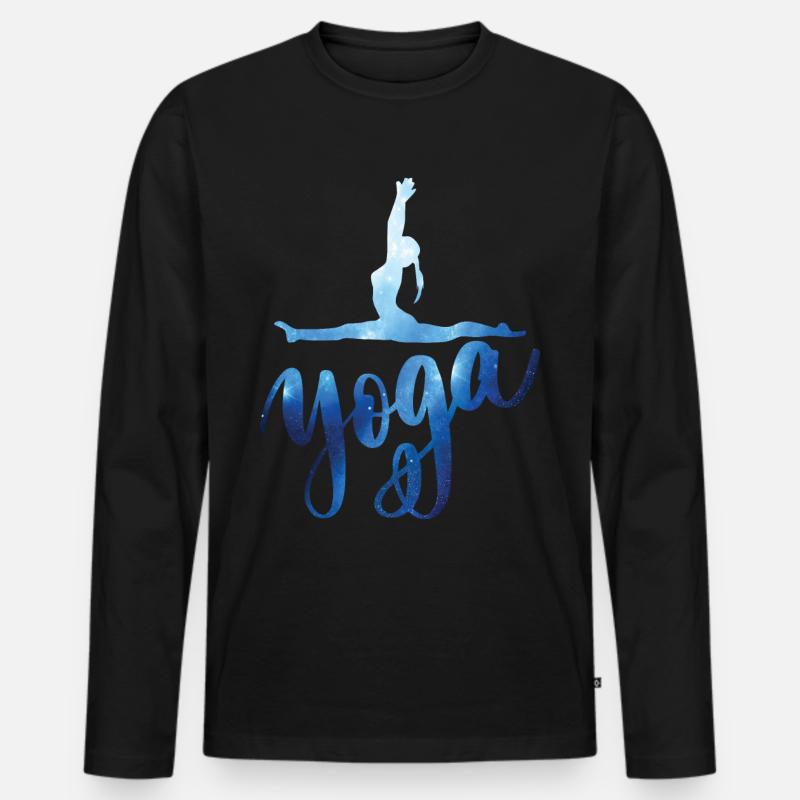 Yoga Mädchen Spagat Geschenkidee - Männer Premium Bio Langarmshirt - Schwarz