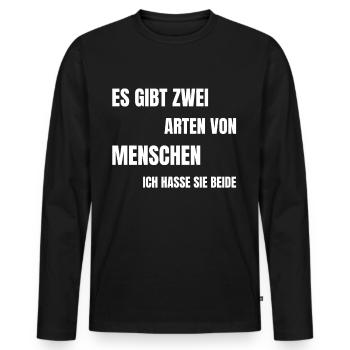 Es gibt zwei arten von Menschen - Männer Premium Bio Langarmshirt - Schwarz - Vorne - Nico (187cm)