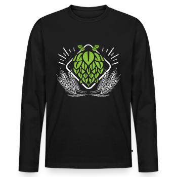 Hops and Barley Beer Brewer - Men's Premium Organic Long Sleeve Shirt - black - Front - Nico (187cm)