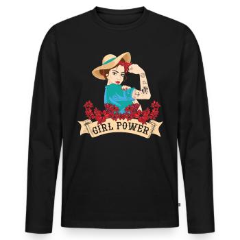 Women and Girl Power - Men's Premium Organic Long Sleeve Shirt - black - Front - Nico (187cm)