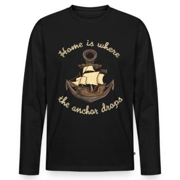 Boat, anchor, sailor, anchored, seaman, boating - Men's Premium Organic Long Sleeve Shirt - black - Front - Nico (187cm)