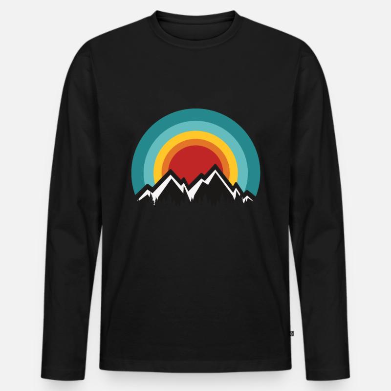 Berge - Männer Premium Bio Langarmshirt - Schwarz