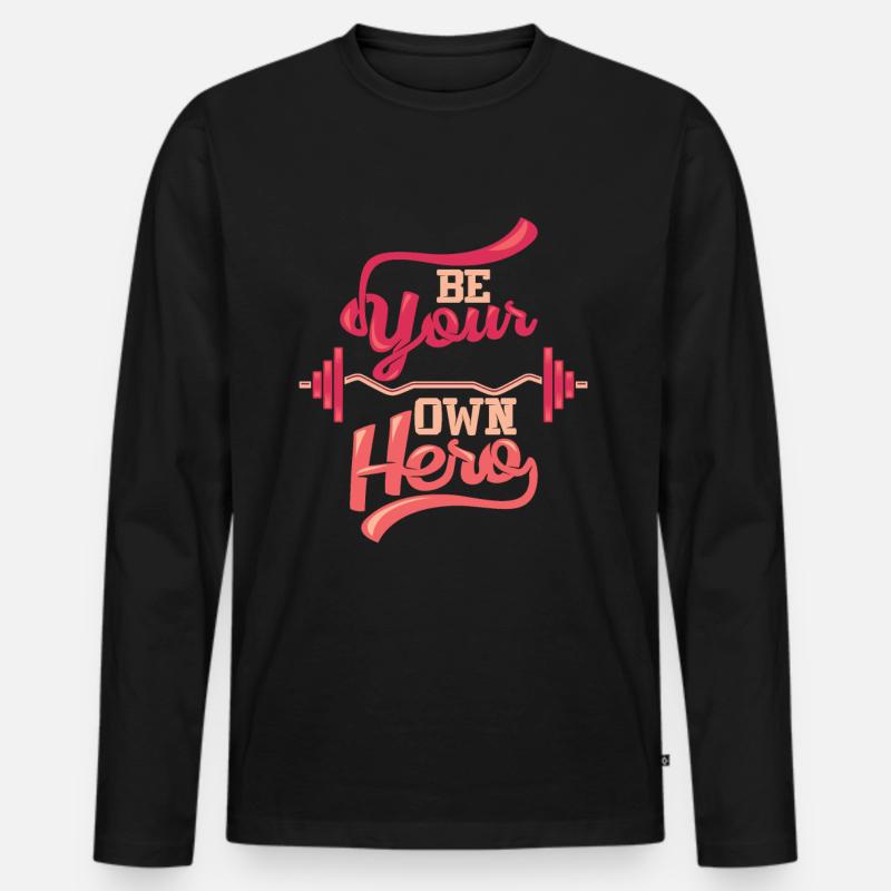 Fitness - Männer Premium Bio Langarmshirt - Schwarz