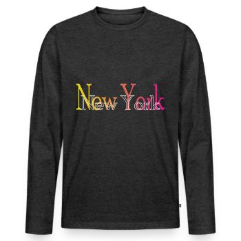 New York - Männer Premium Bio Langarmshirt - Anthrazit meliert - Vorne - Nico (187cm)