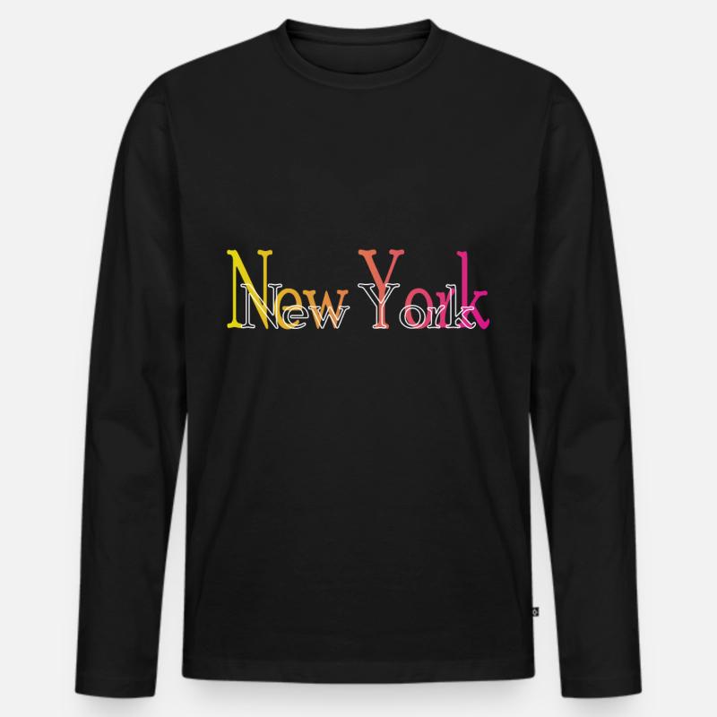 New York - Männer Premium Bio Langarmshirt - Schwarz