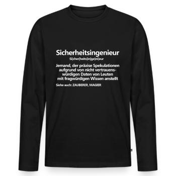 Sicherheitsingenieur - Männer Premium Bio Langarmshirt - Schwarz - Vorne - Nico (187cm)