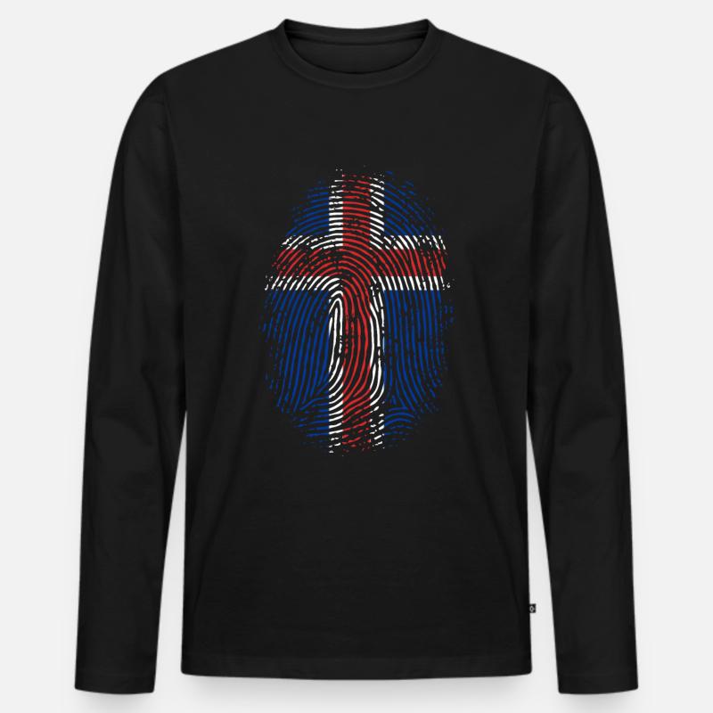 TEAM ICELAND - Männer Premium Bio Langarmshirt - Schwarz