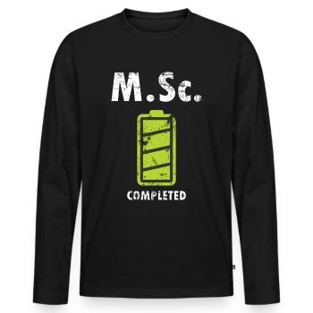 M.Sc. Master of Science completed university graduate - Men's Premium Organic Long Sleeve Shirt - black - Front - Nico (187cm)