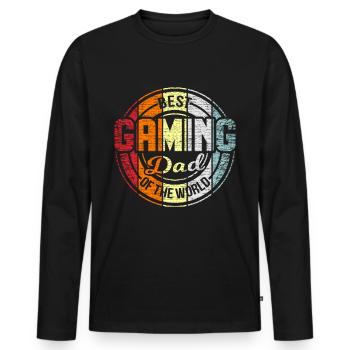 Gamer dad - Men's Premium Organic Long Sleeve Shirt - black - Front - Nico (187cm)