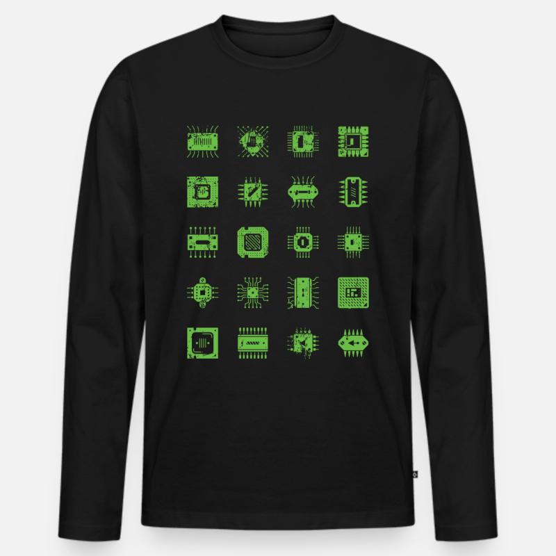 Microchips Mikrochip CPU Informatiker Hardware - Männer Premium Bio Langarmshirt - Schwarz