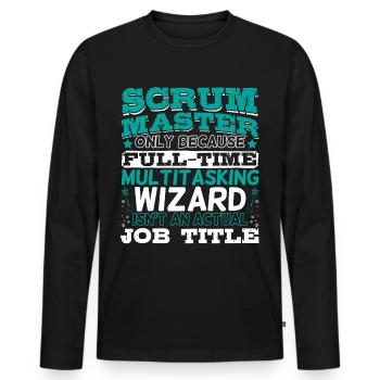 Scrum Master & Full Time Wizard - Men's Premium Organic Long Sleeve Shirt - black - Front - Nico (187cm)