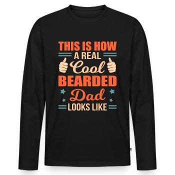 Bearded Dad Father Beard Beard Bearer Father's Day Gift - Men's Premium Organic Long Sleeve Shirt - black - Front - Nico (187cm)