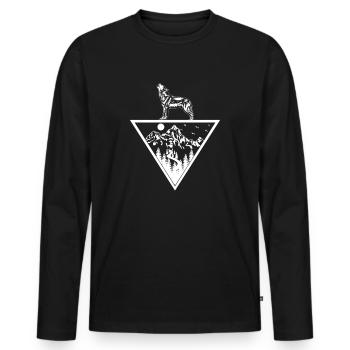 Wilderness Howling Wolf Nature Gift - T-shirt manches longues Premium bio Homme - noir - Devant - Nico (187cm)