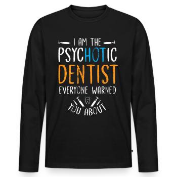 Dentiste dentiste dent dents dents cadeau dentaire - T-shirt manches longues Premium bio Homme - noir - Devant - Nico (187cm)