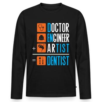Dentiste dentiste dent dents dents cadeau dentaire - T-shirt manches longues Premium bio Homme - noir - Devant - Nico (187cm)
