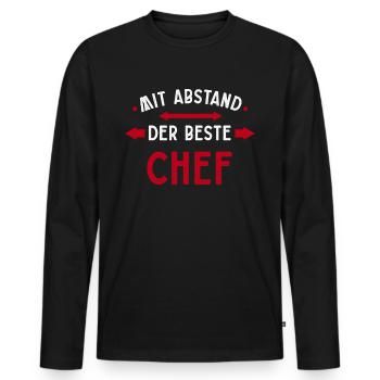 Beste Chef mit Abstand - Männer Premium Bio Langarmshirt - Schwarz - Vorne - Nico (187cm)