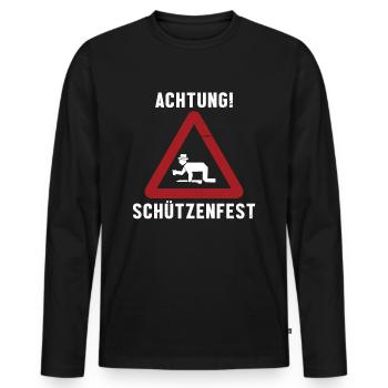 Achtung Schützenfest Lustiges Schützenverein Bier - Männer Premium Bio Langarmshirt - Schwarz - Vorne - Nico (187cm)