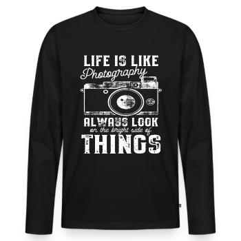 analoge fotografie, - Männer Premium Bio Langarmshirt - Schwarz - Vorne - Nico (187cm)