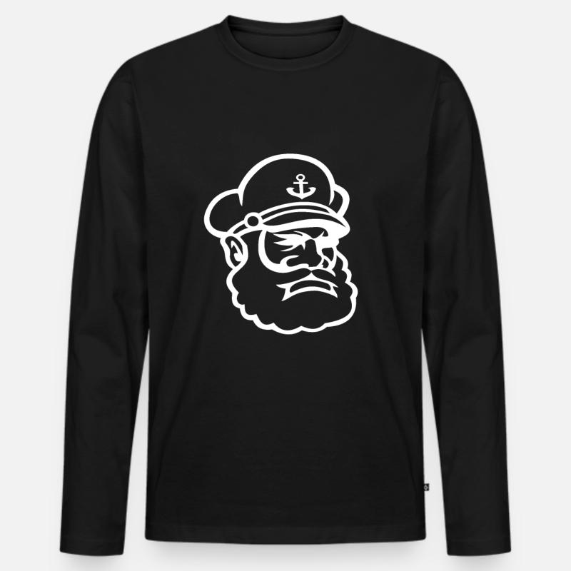 Kapitän - Männer Premium Bio Langarmshirt - Schwarz
