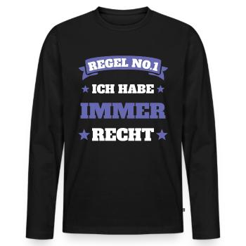 Ich habe immer recht - Männer Premium Bio Langarmshirt - Schwarz - Vorne - Nico (187cm)