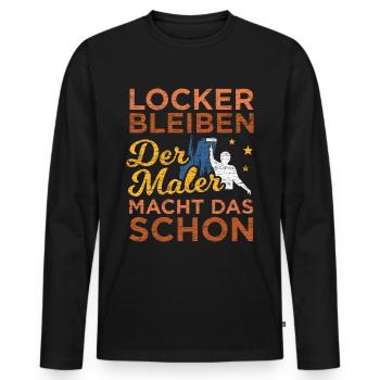 Maler - Männer Premium Bio Langarmshirt - Schwarz - Vorne - Nico (187cm)